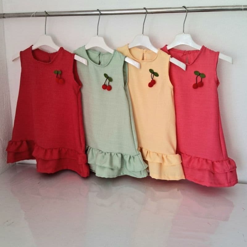 Vestido  Infantil Menina Festa Casual Babado  2 a 6anos cerejinha