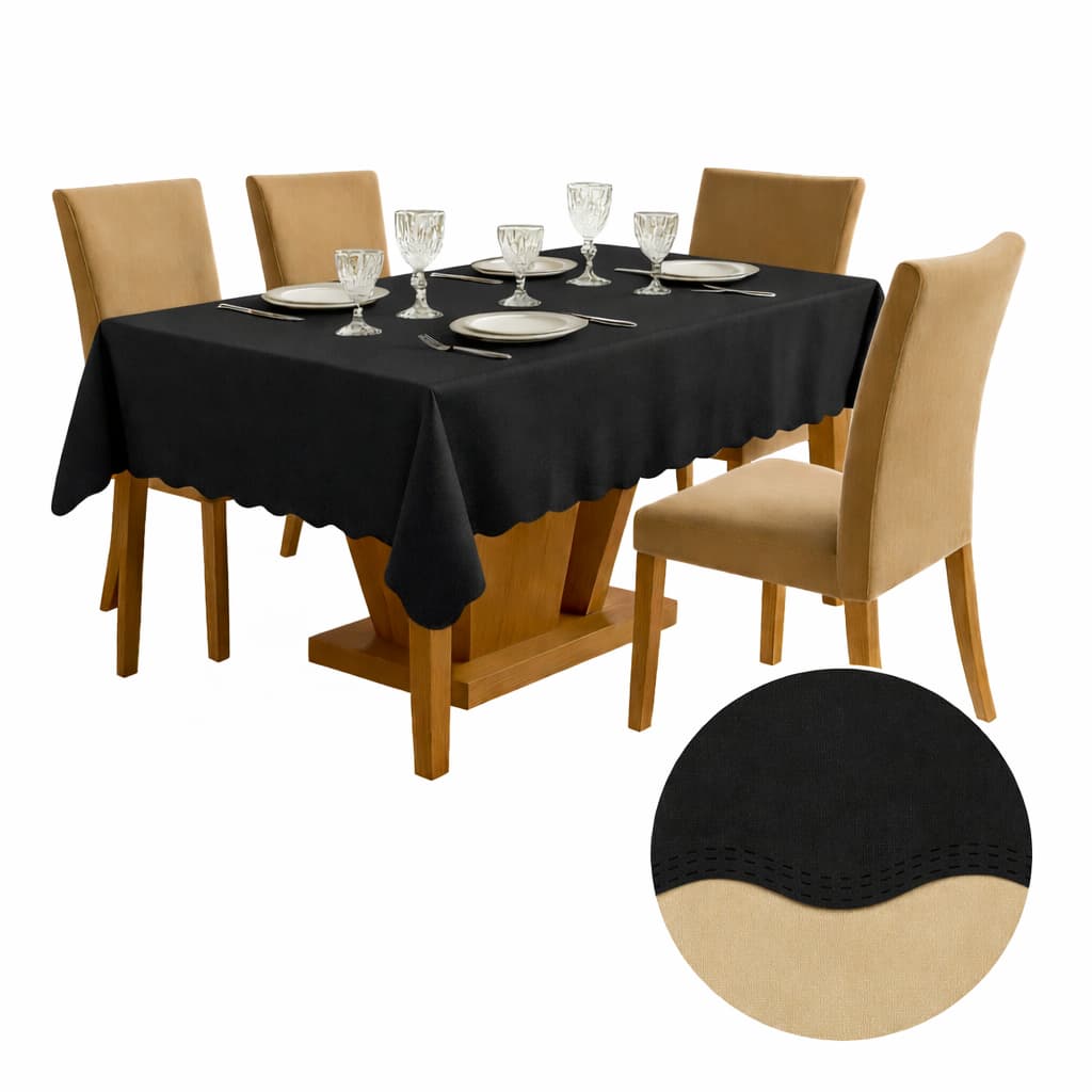 TOALHA DE MESA OXFORD C/BORDADO ULTRASSONICO 6 LUGARES
