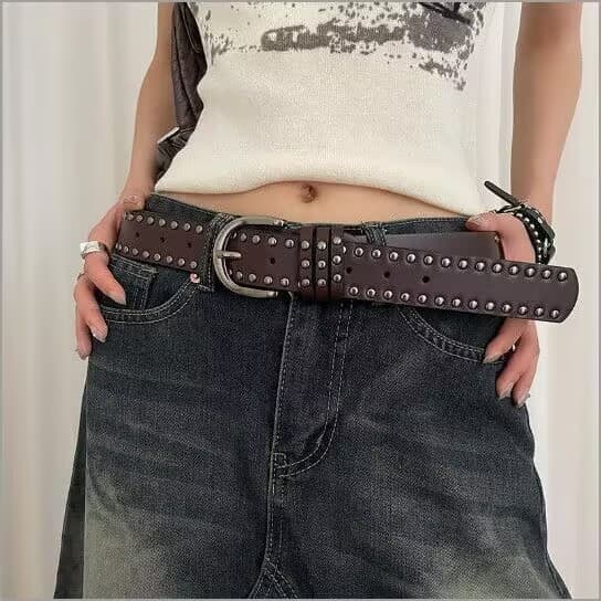 Cinto feminino estilo punk western, cinto feminino versátil, cinto com tachas moderno e exclusivo, preto de alta qualida