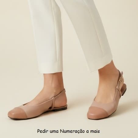 Sapatilha Feminina Confortável Luxo Elegante Sapato Feminino Slingback Mocassim Bico QuadradoAmendoa