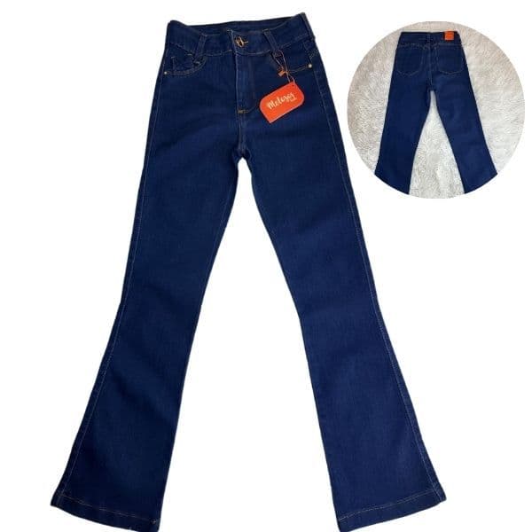 CALÇA FLARE Jeans Infantil Juvenil Meninas 2 a 12 Boca de sino larga lycra boiadeira confortável