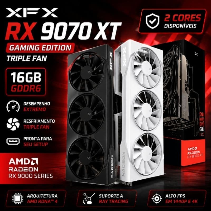 Placa de Vídeo XFX Swift RX 9070 XT - LEIA A DESCRIÇÃO DO ANÚNCIO - TRIPLE FAN GAMING EDITION WITH AMD 16GB