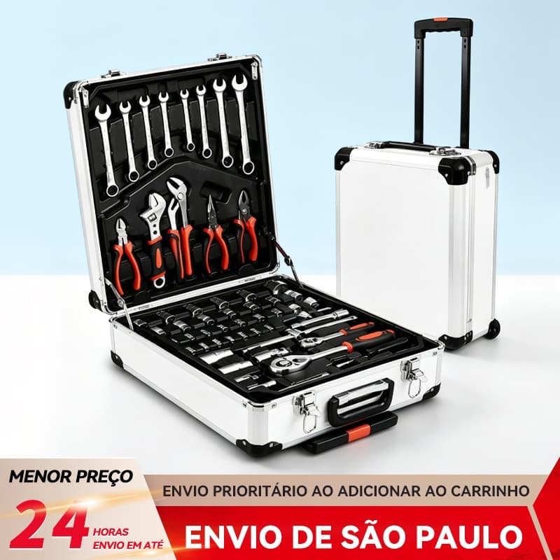 BAIERDI Kit 186 Peças Ferramentas Inclui Pistola De Cola Quente Maleta Com Alça Retrátil