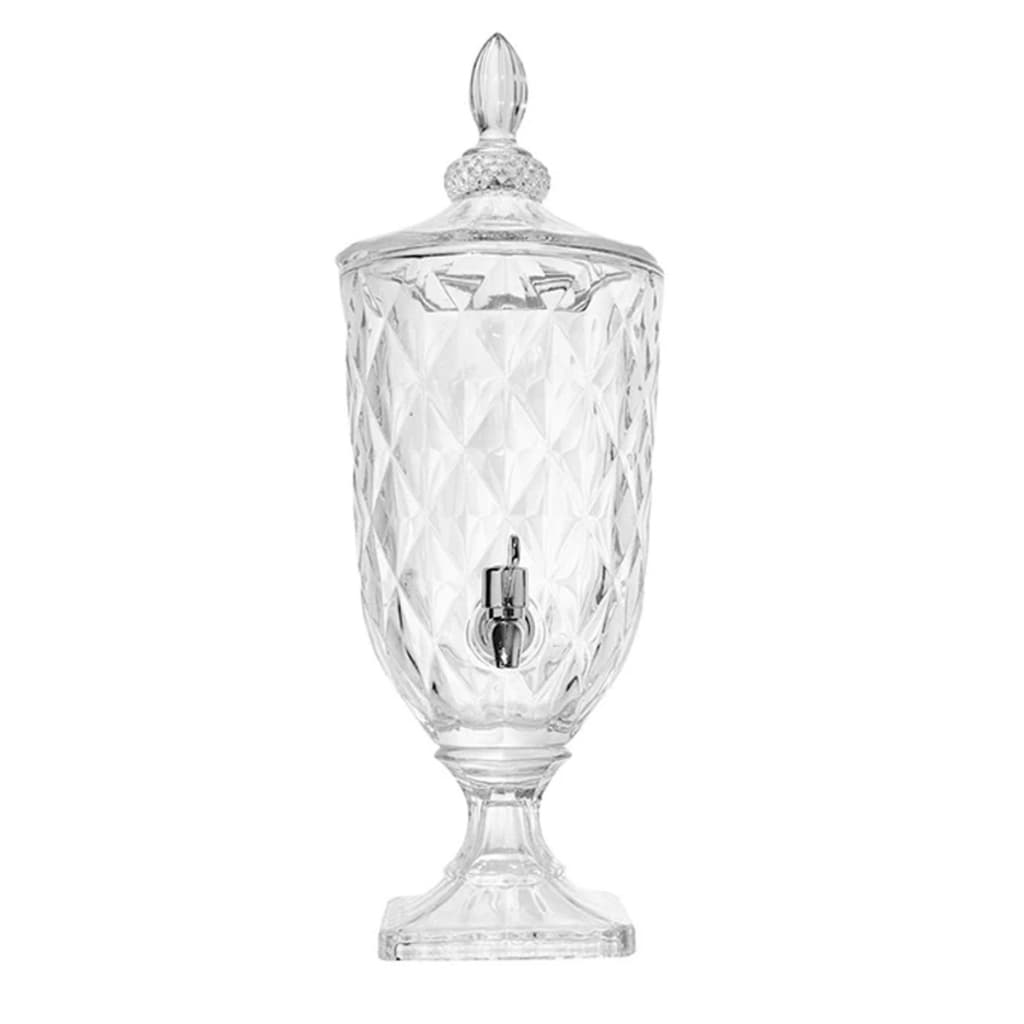 Suqueira Diamante Vidro Transparente 3L Com Torneira E Tampa Jarra Suco Diamond Servir Buffet Festa Restaurante