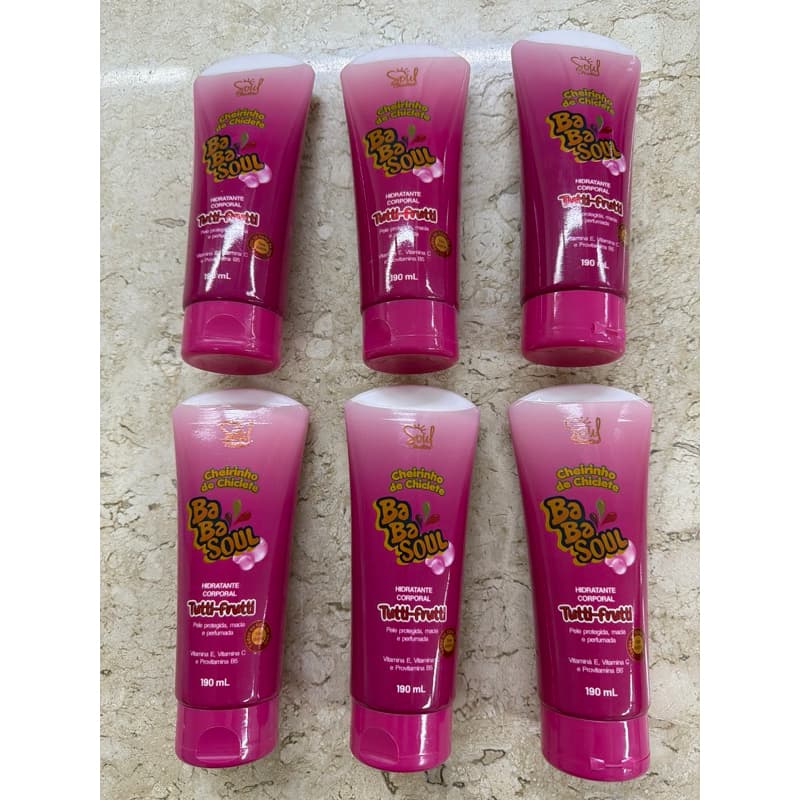 Kit 6 Hidratante Corporal Babasoul Tutti-Frutti 190ml Soul Cheirinho de Chiclete Original