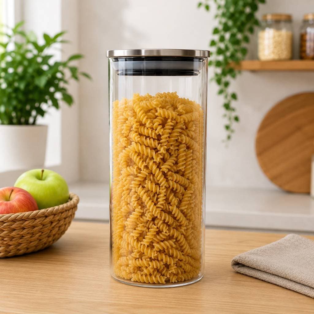 Pote Hermético Vidro Borossilicato 1,8L Tampa Inox Redondo Porta Mantimentos Alimentos Cozinha