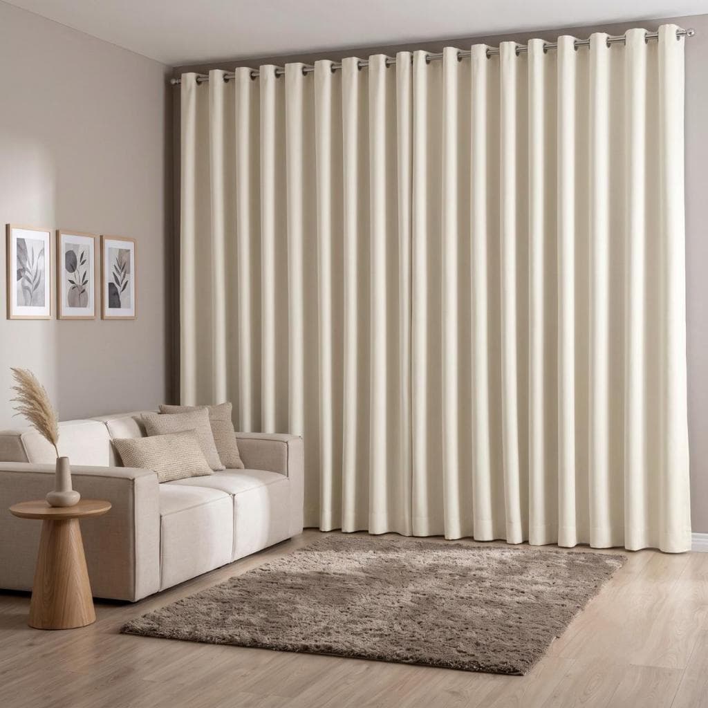 Cortina Blackout Premium Sala Quarto Tecido Corta Luz Total Ilhós Cromado Decoração Luxo