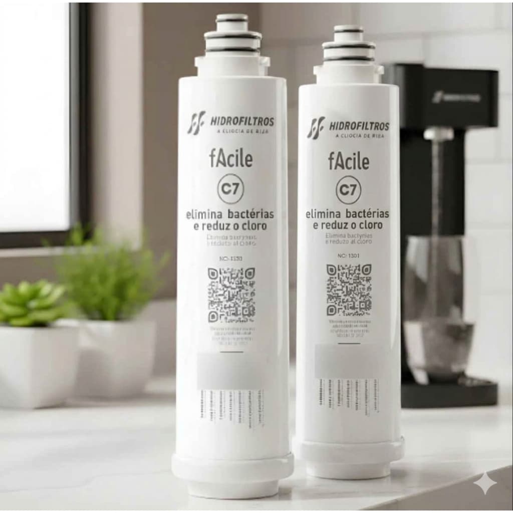 KIT 2 Refil filtro Água Elimina Bactérias C7 Facile Hidrofiltros