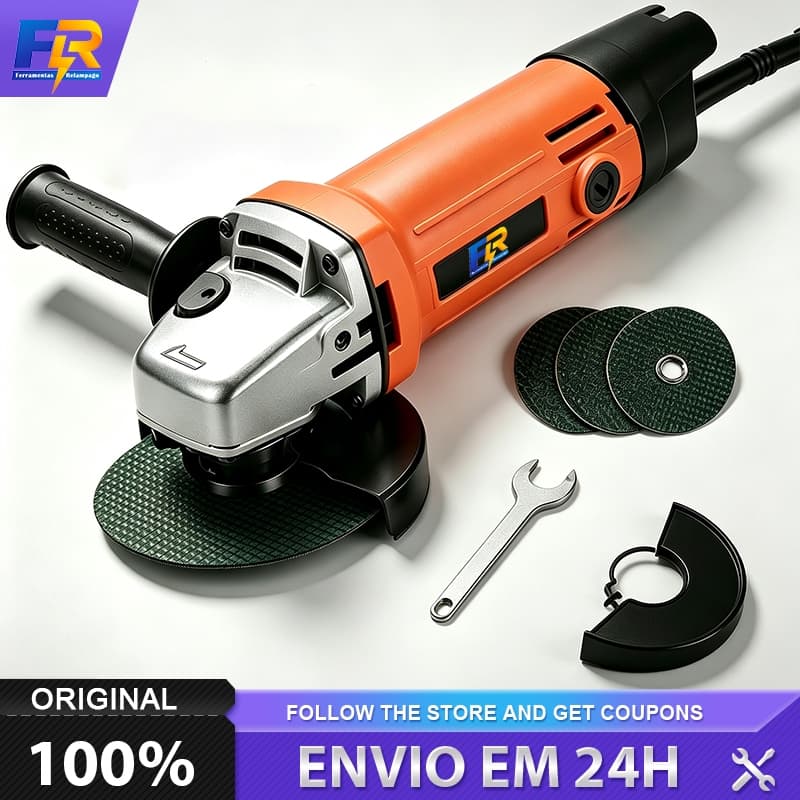 Esmerilhadeira Lixadeira Angular 900W 115mm com Kit Discos Incluso Profissional