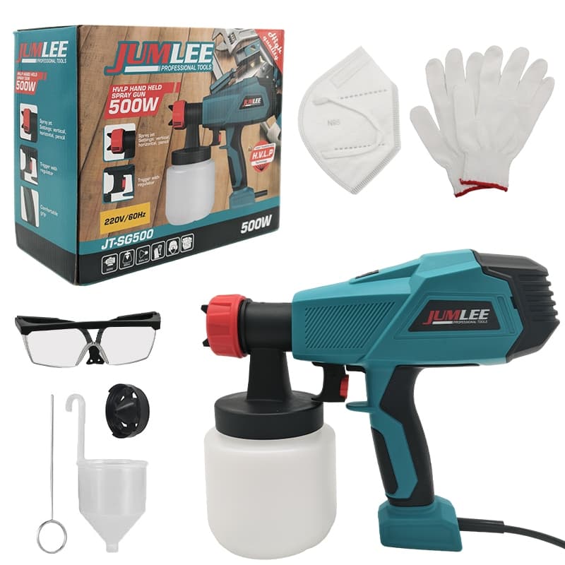 Pulverizador 500W JUMLEE com kit completo proteção e acessórios, fácil limpeza, para portas mesas teto