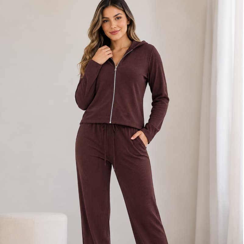 Calça e Blusa com Capuz Feminina Inverno Agasalho Moda Blogueira Peluciado Aero Look para o Frio