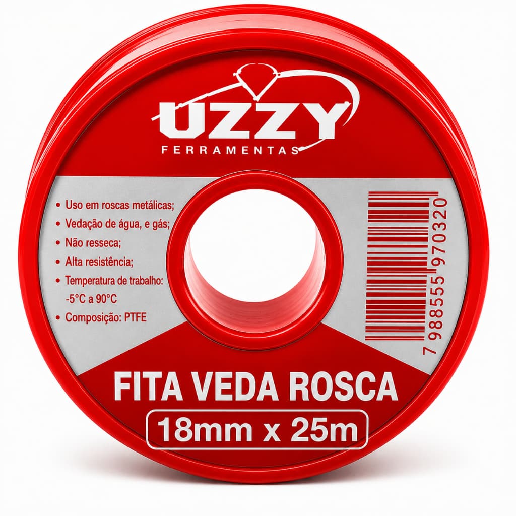 Fita Veda Rosca UZZY 18mm x 25m Ideal para Reparos e Melhorias