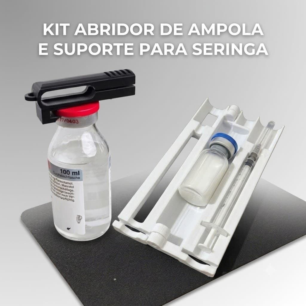 Kit Suporte para Seringa Injeção E Abridor Quebra Ampola 2 Função em 1 Ideal para aplicação injeção