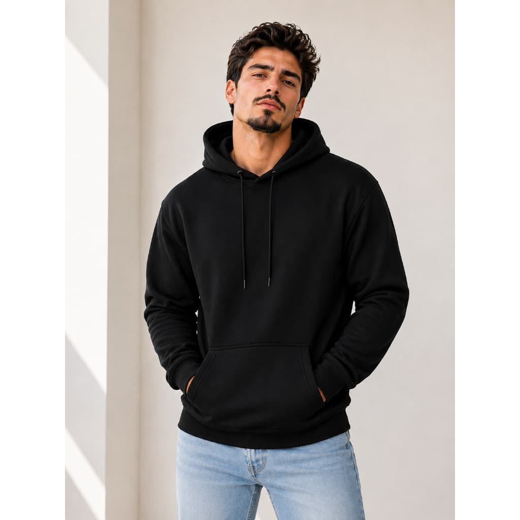 Moletom Liso Masculino Flanelado Blusa De Frio Com Capuz e Bolso
