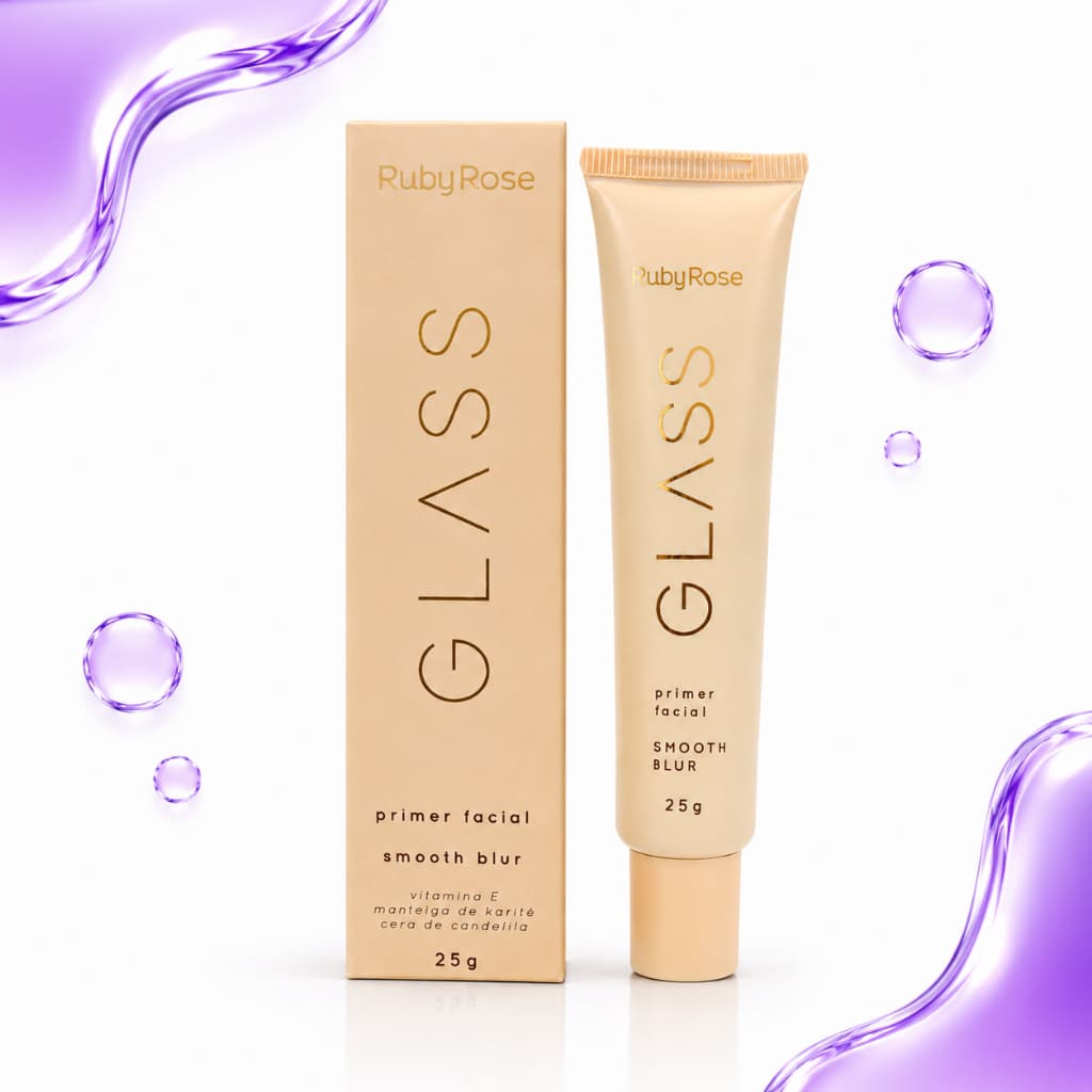 Primer Facial Glass Ruby Rose HB352 Smooth Blur Reduz Poros Linhas Finas Uniformiza Pele Maquiagem