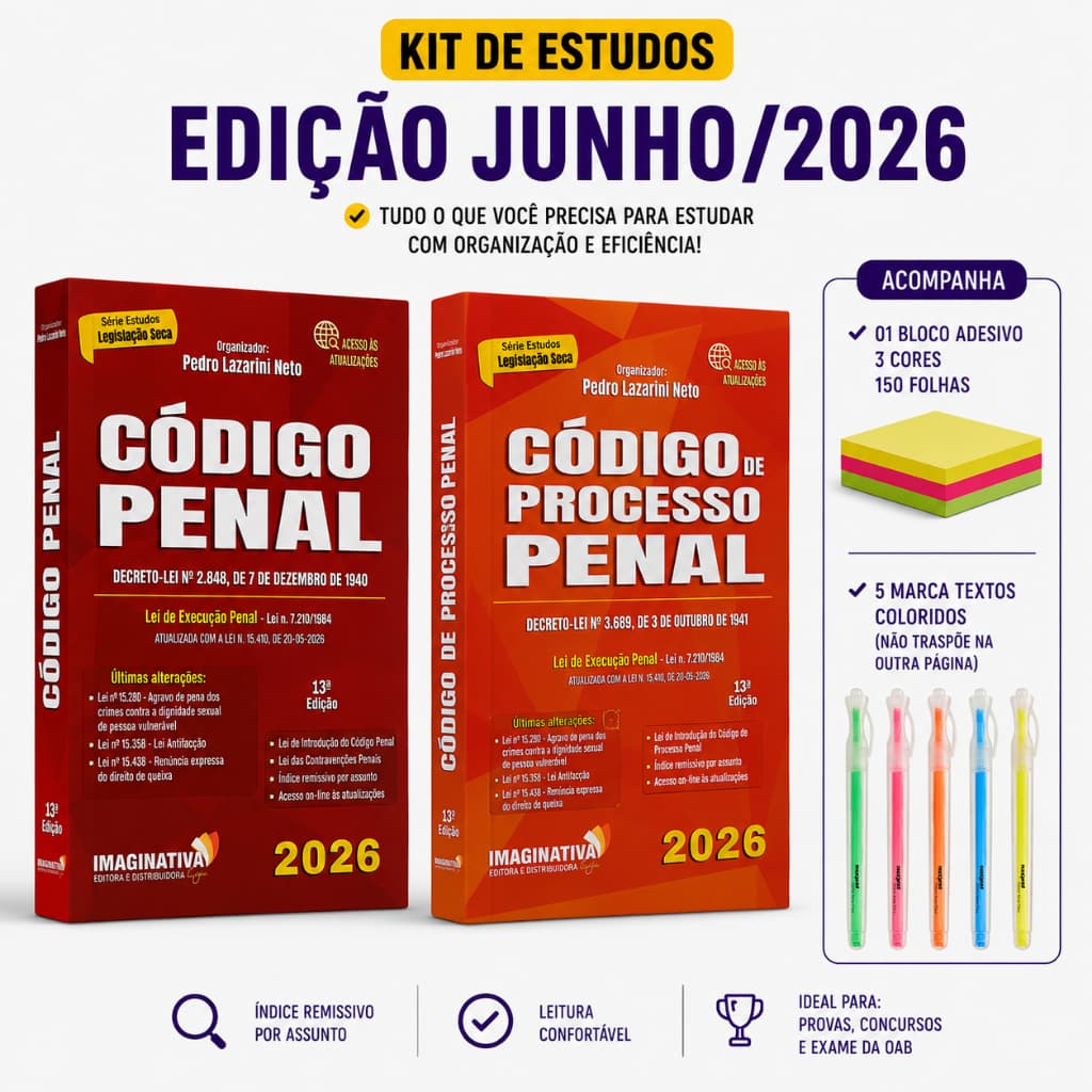 Código Penal + Processo Penal Edição Junho/2026 | Kit de estudos atualizado