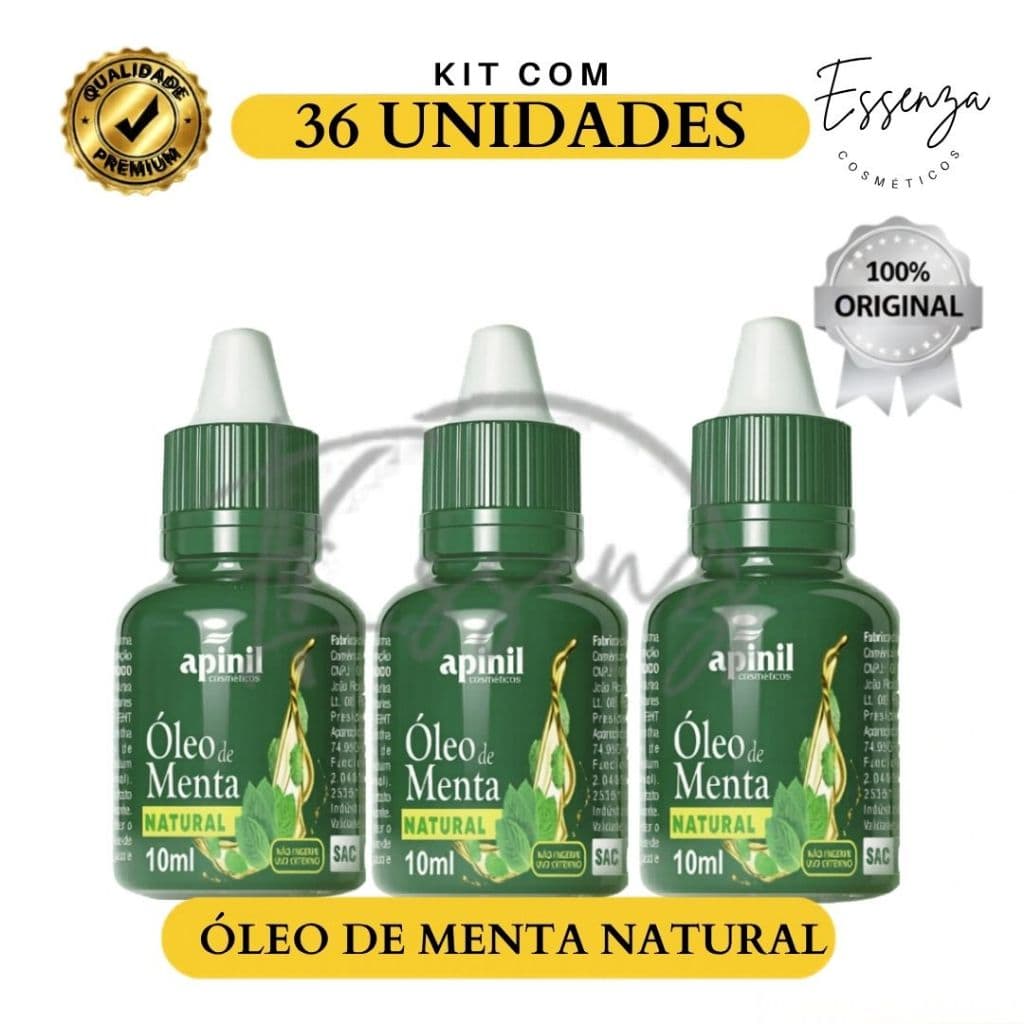 36 UND Óleo De Menta 10ml Apinil – Menta Pura Original – Ideal Revenda Atacado - Com Nota Fiscal