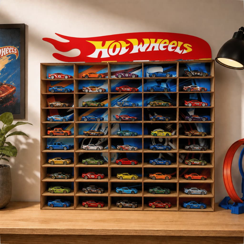 Expositor Carrinhos HotWheels Em Madeira Mdf