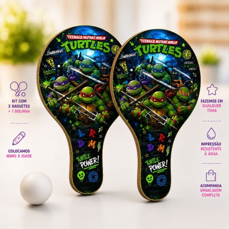 Lembrancinha Tartarugas Ninja Ping Pong Personalizados Festa Infantil Aniversário