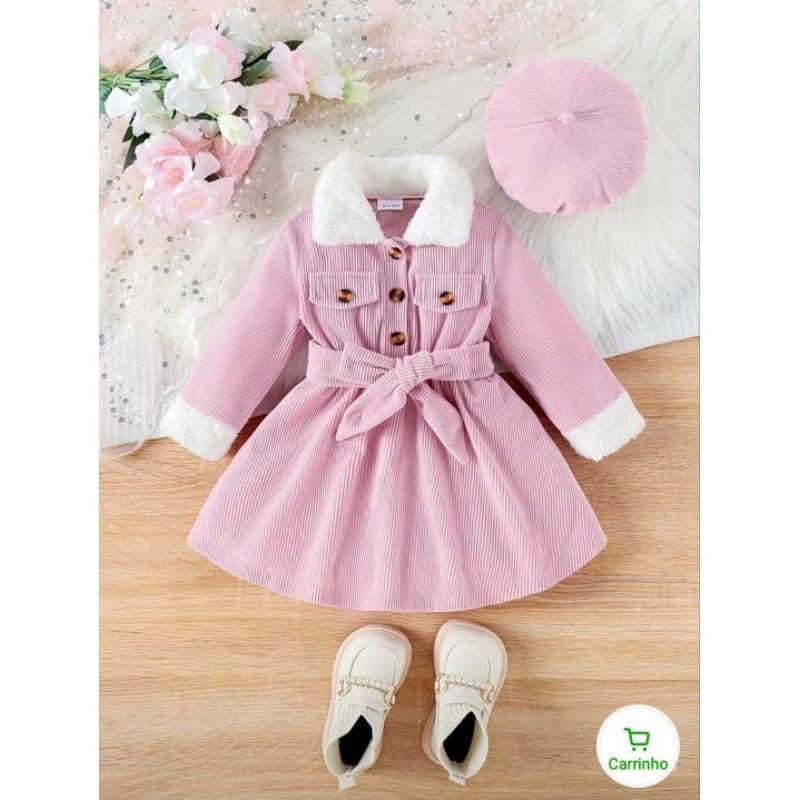vestido infantil kit vestido boina e faixa de cinto
