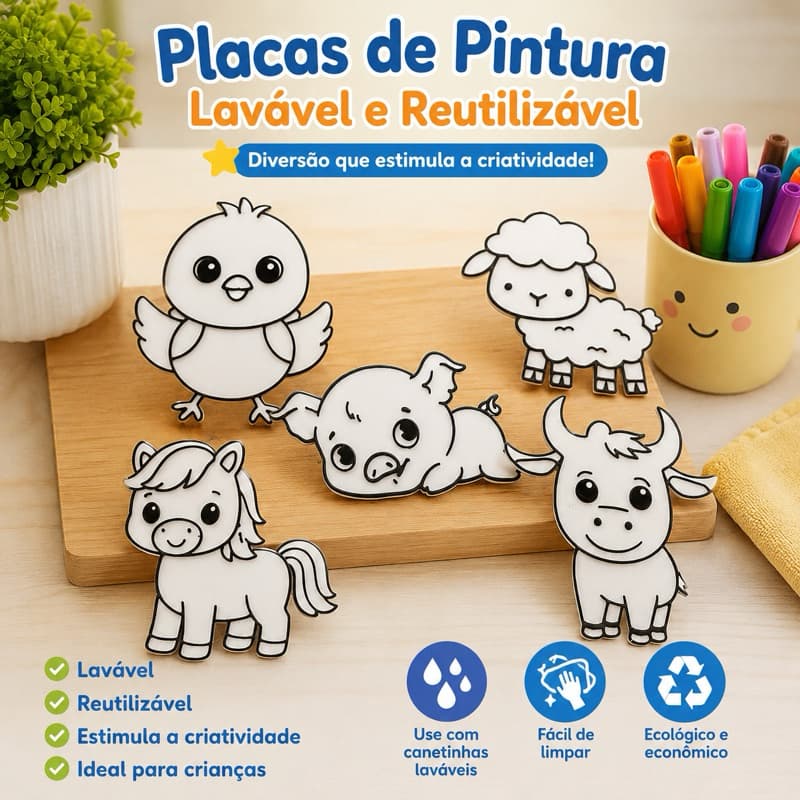 Placa de Pintura Infantil Lavável Reutilizável | Brinquedo Educativo para Colorir