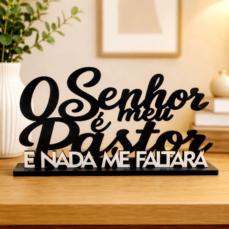 Placa Decorativa Senhor Meu Pastor Decoração Frase Fé Deus Enfeite Mesa Prateleira Porta Quadro Casa