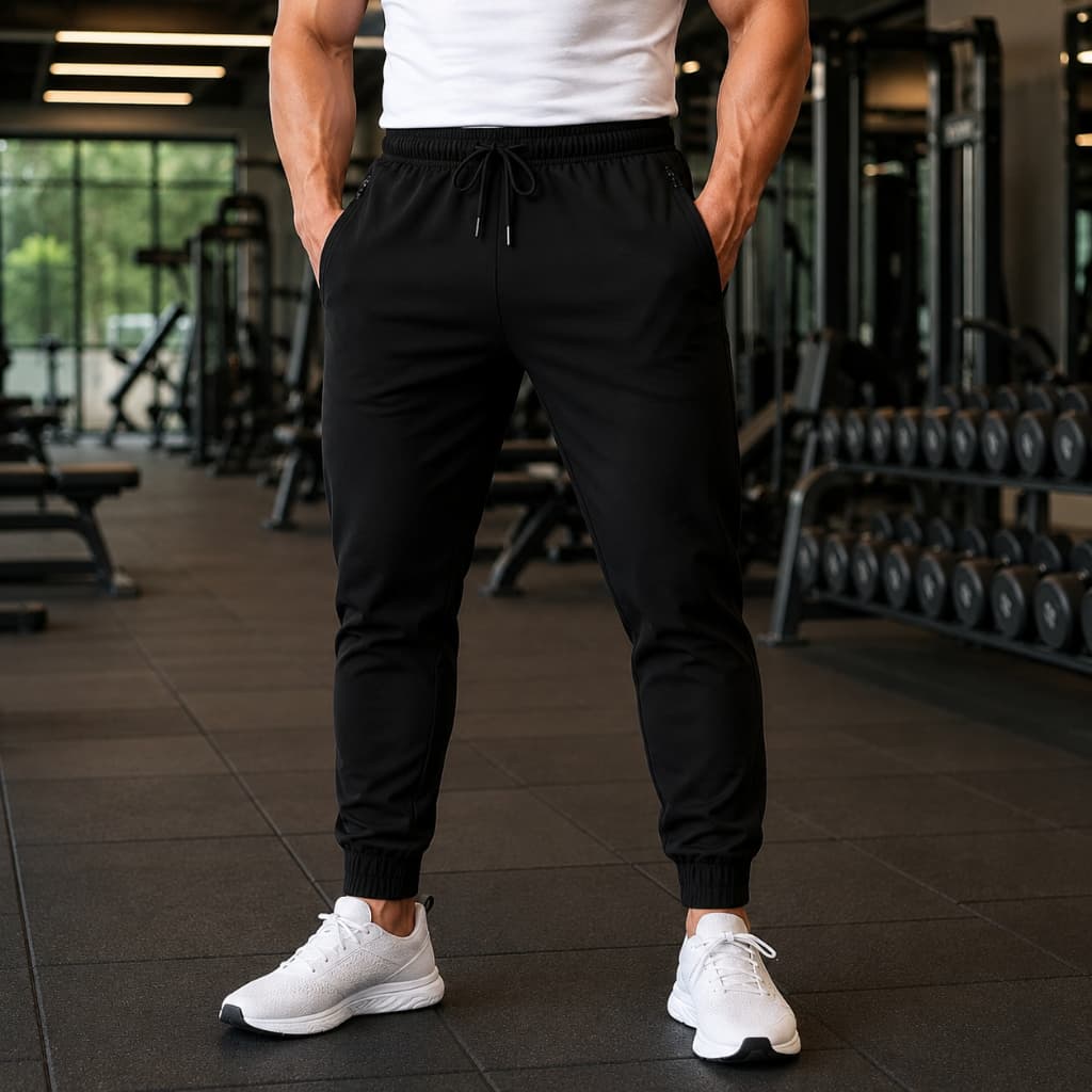 Kit com 2 Calça Dry Fit Unissex Elástica Bolsos com Zíper Academia Dia dos Pais