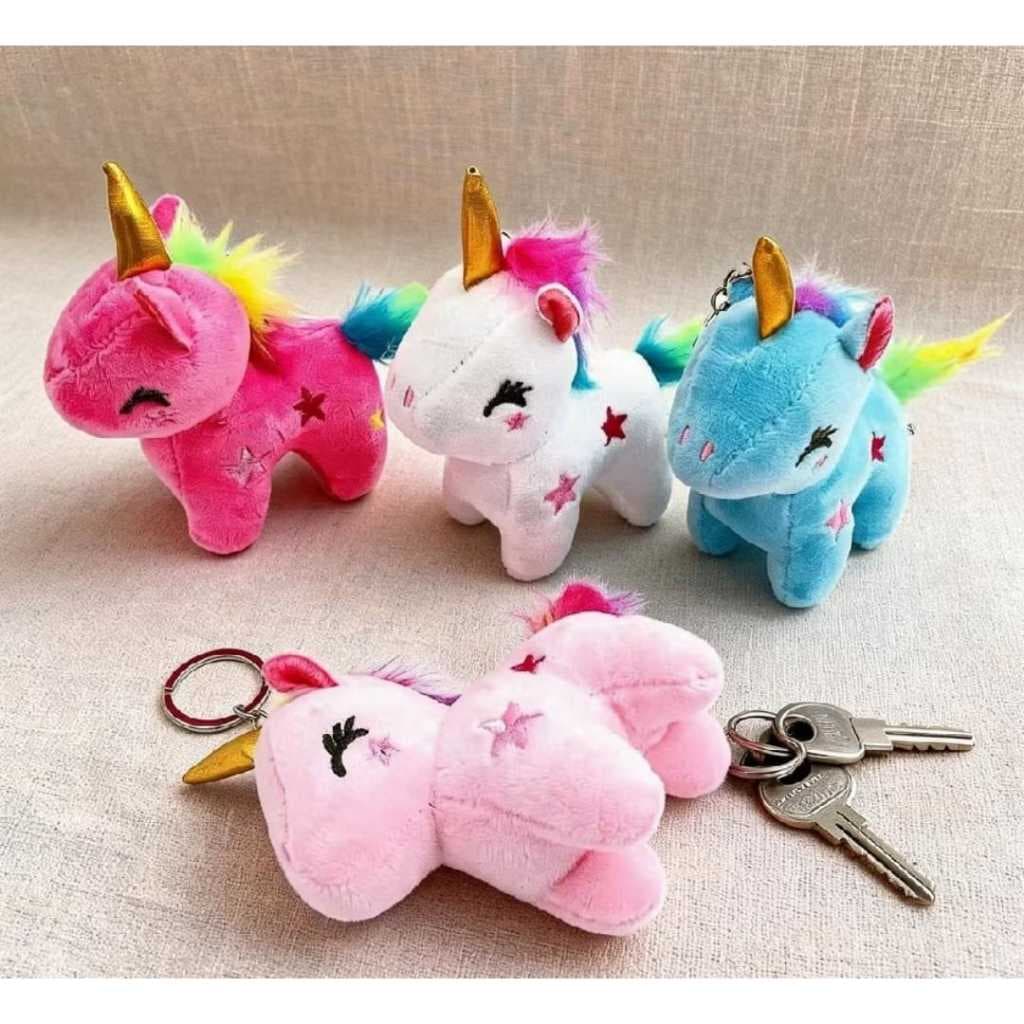 Chaveiro De Pelúcia Unicórnio Estrela e Unicornio Sentado de Varias Cores Antialérgico 13Cm