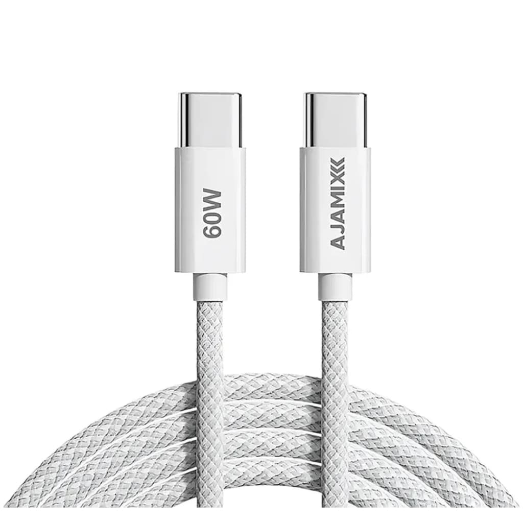 Cabo USB-C para USB-C 60W AJAMIX Carregamento Rápido PD Chip Inteligente 2 Metros Nylon Trançado