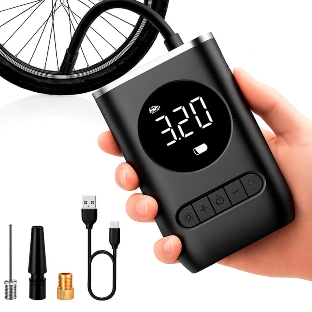 Mini Compressor de Ar Portatil Recarregavél Digital USB Calibrador Pneu