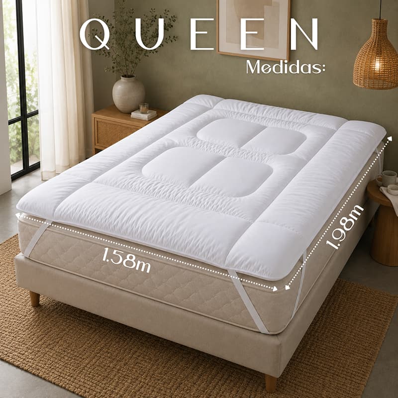Pillow Top Queen Hotel 400 Fios Manta 400g Ultra Macio Cobre Colchão com Elástico