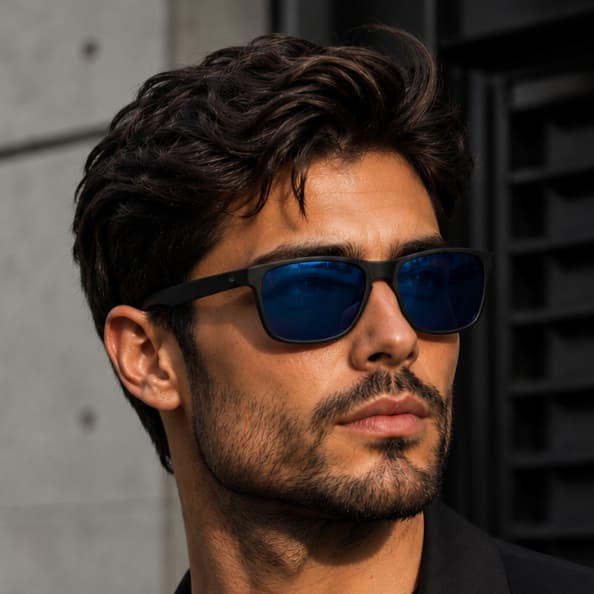 Óculos de Sol Quadrado Estilo Justin Preto Azul Quadradinho Acetato Masculino Proteção UV400 Envio Imediato