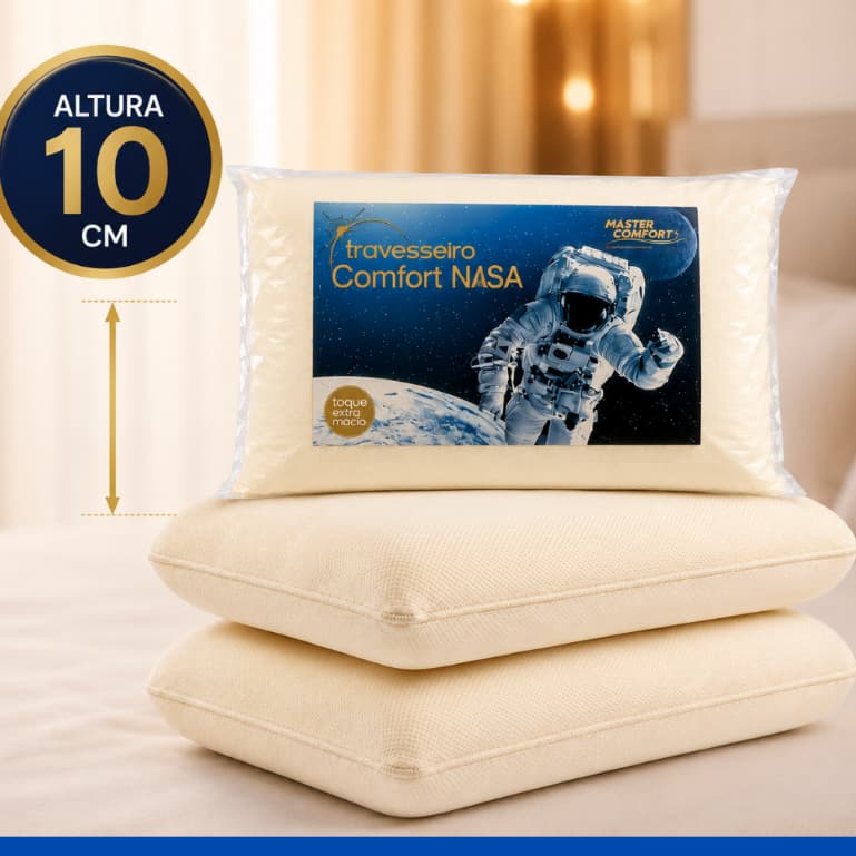kit Travesseiro inteligente Master Comfort Nasa 10 hipoalergênico visco tradicional 58x10cm