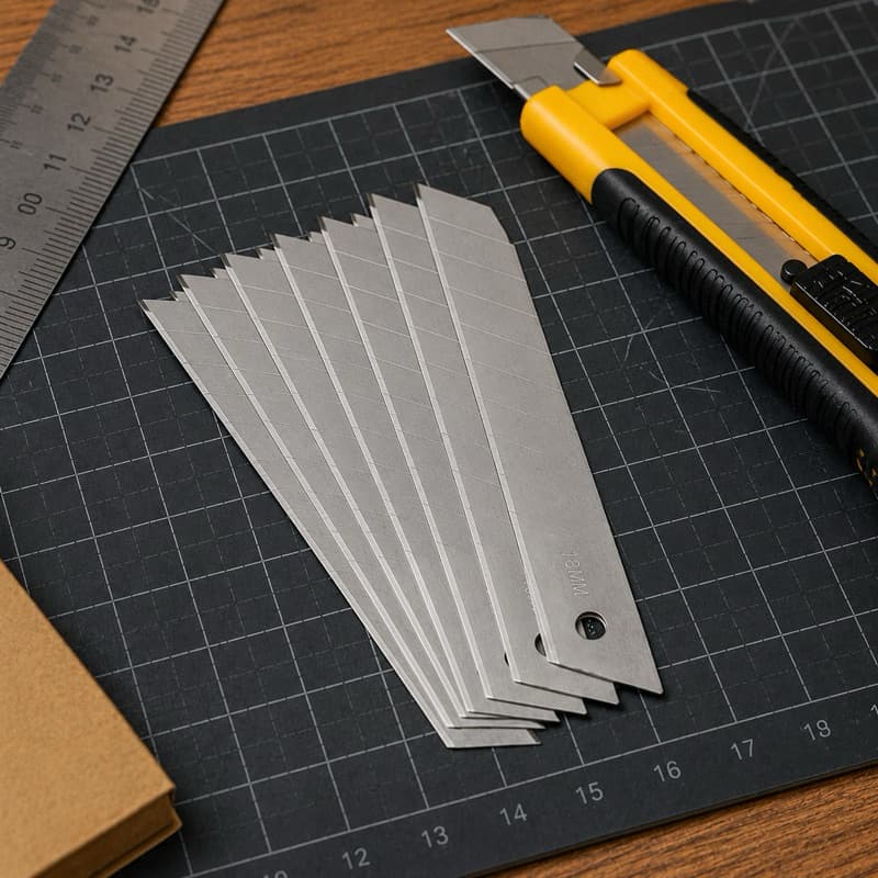 Kit Refil Lâmina 18mm para Cortador Retrátil 10 ou 20 Peças com Estojo Organizador