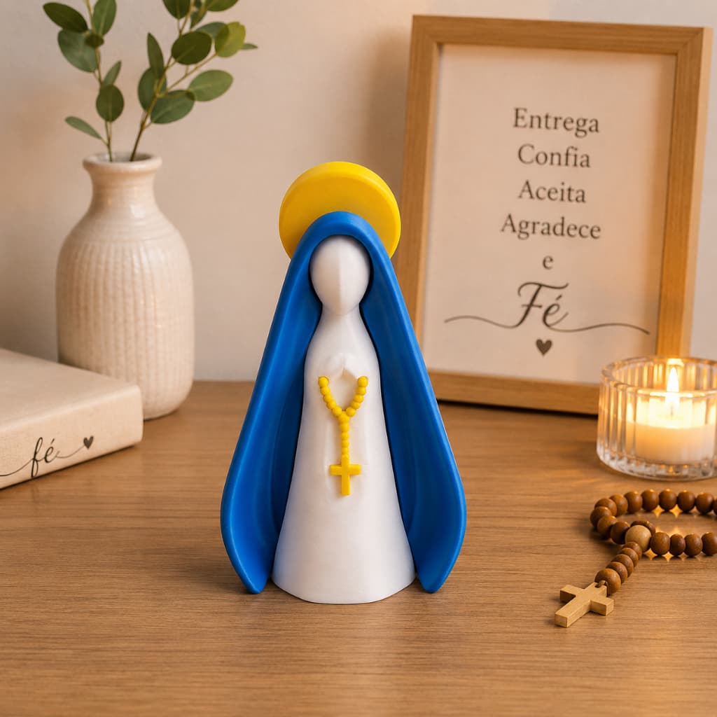 Imagem Nossa Senhora Aparecida Decoração Católica Para Casa Minimalista Presente Religioso Fé Impressão 3D