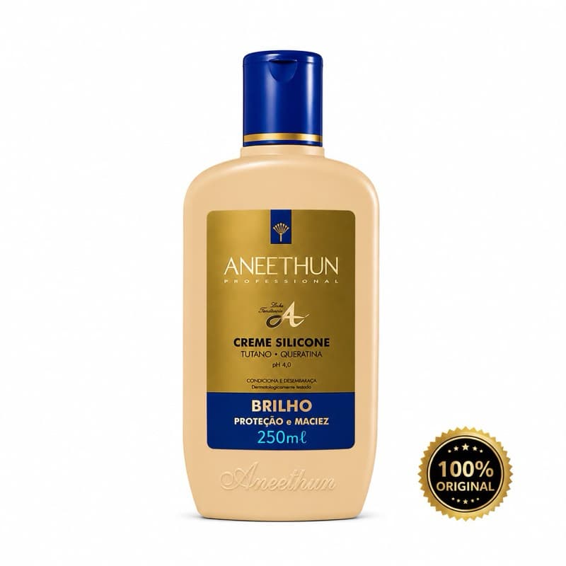 Creme de Silicone Aneethun Linha A 250ml Proteção Térmica Brilho Maciez e Controle do Frizz
