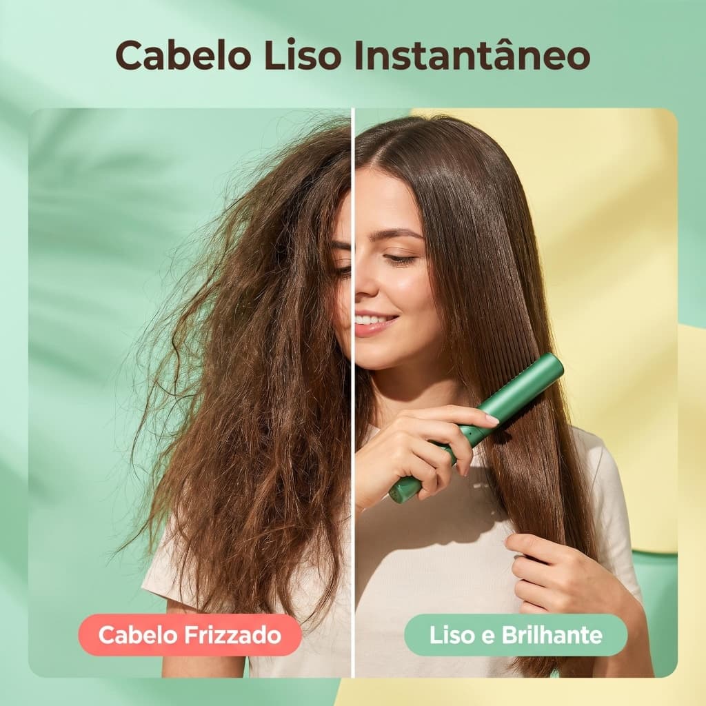 Pente Elétrica Portátil Anti-Frizz Cabelo Brilhante