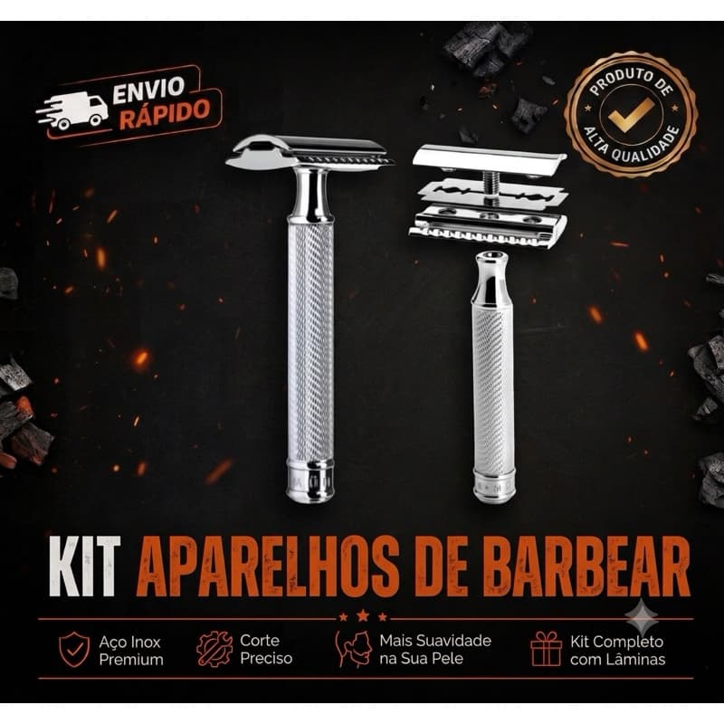Aparelho de Barbear Clássico em Metal – Barbeador Reutilizável de Aço Inox com Corte Preciso