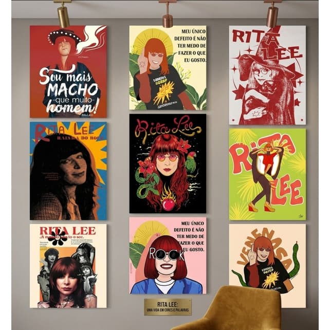 Kit 10 Quadros Decorativo Frases Rita Lee Cantora Decoração MPB