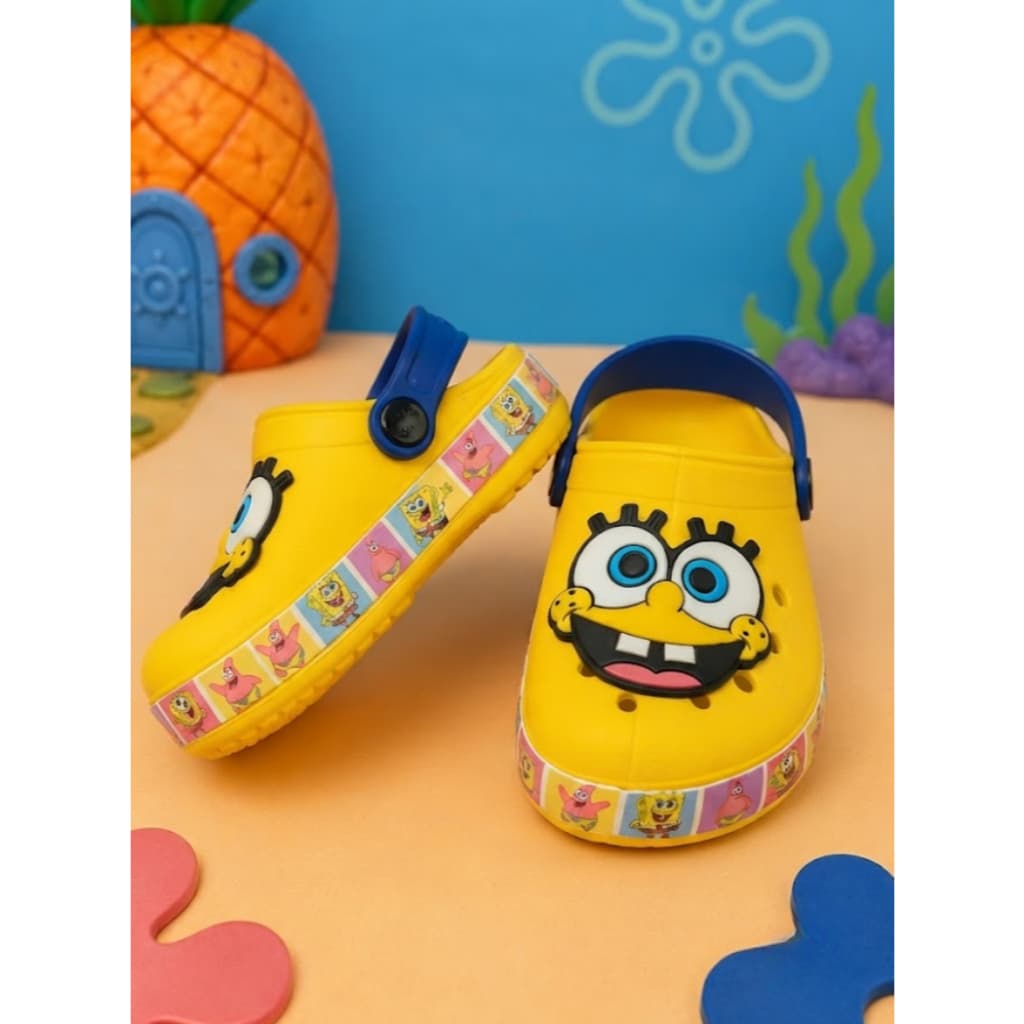 Sandália Infantil Bob Esponja Calça Quadrada Sapato Confortável Passeio Escola
