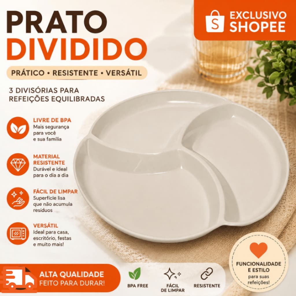 Bandeja Prato divisória e coração Prato Decorativo 27x26cm Mesa Posta Servir Petisqueira