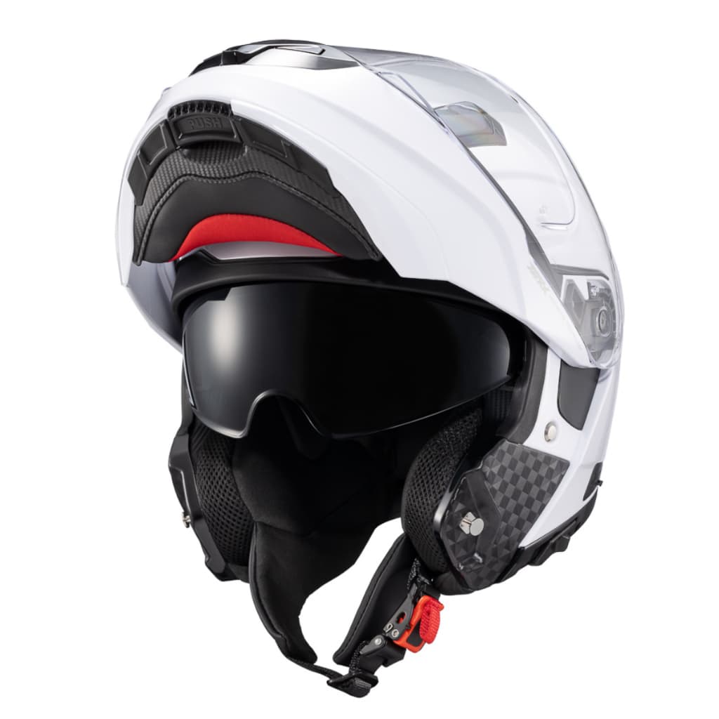 Capacete Texx Escamoteável Kratos Solid Branco Brilhante Capacete Modular Moto Original Dupla Viseira