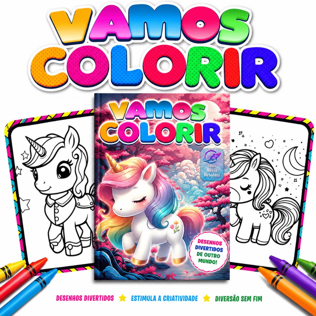 kit 10 livros de atividades colorir unicórnios, princesas e bonecas, piratas e herois unicórnio