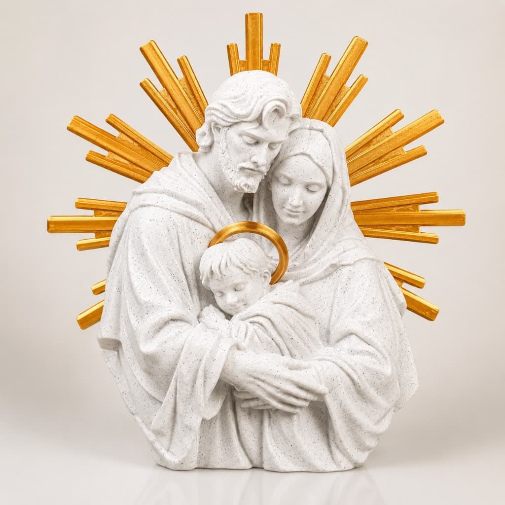 Sagrada Família Escultura Religiosa Decorativa Cristã para Altar Sala Quarto Presente e Decoração