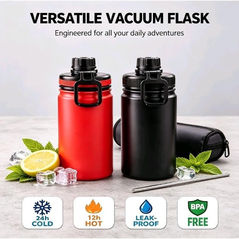 Garrafa Térmica Inox 800ml Academia Treino Trabalho Academia Antivazamento Água Café Grande Resistente
