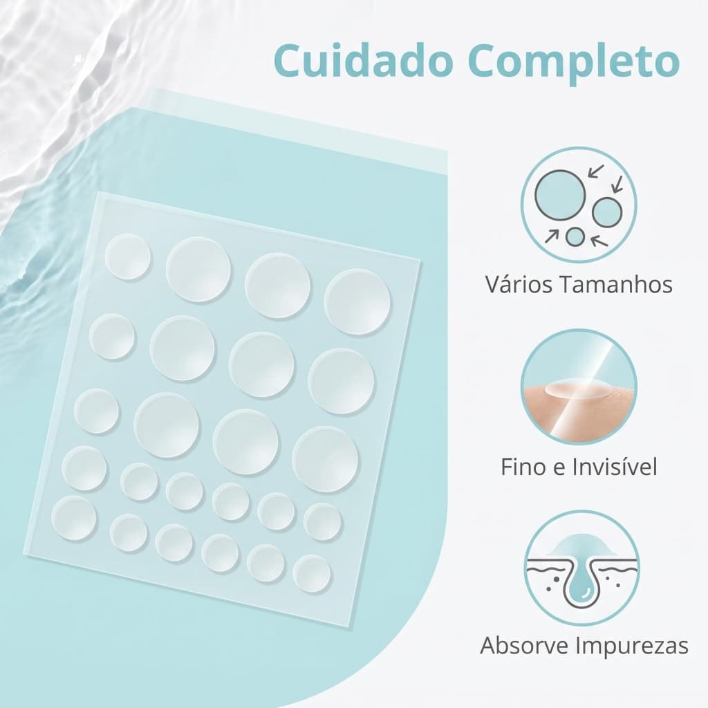 Patches Hidrocoloidais Curativos 24 Pçs Trata Acne e Imperfeições da Pele