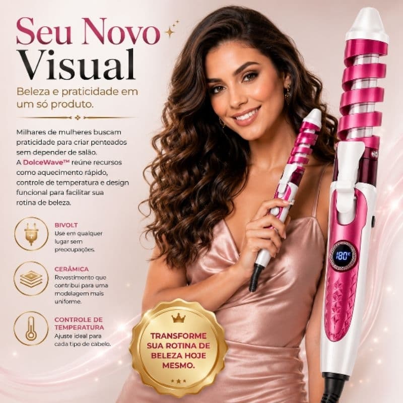 Modelador de Cachos Mola Bivolt 110/220V Aquecimento Rápido Portátil