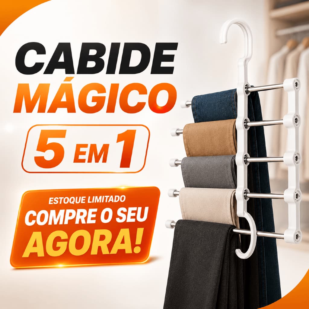 Cabide Mágico 5 em 1 Multifuncional Organizador Retrátil Calças Vestidos Legging Toalhas Blusas Camisetas Roupas em Inox