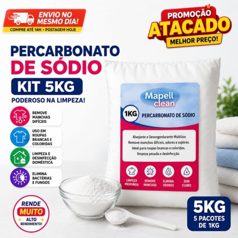 PERCABONATO DE SODIO - TIRA MANCHA -ALTO PODER DE LIMPEZA ROUPAS BRANCAS E COLORIDAS