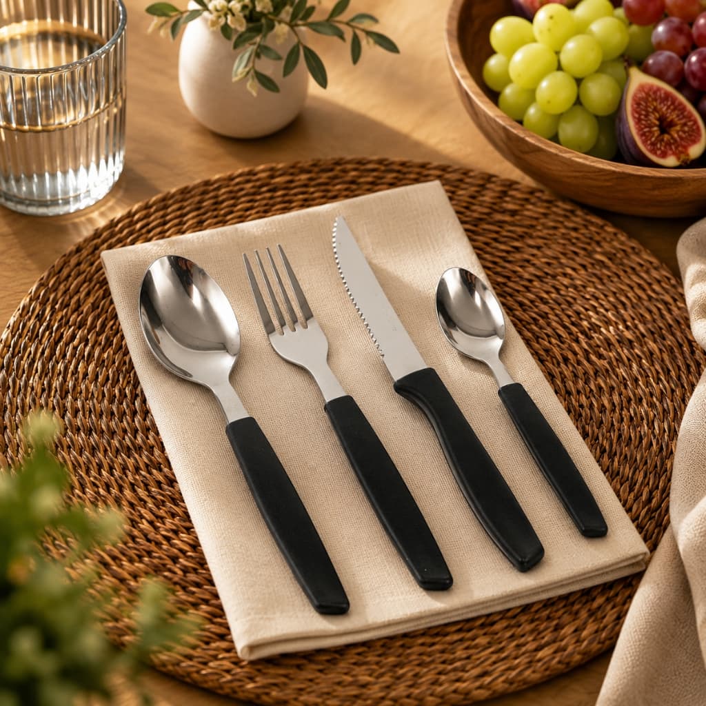 Kit Faqueiro 25 Peças Talheres Inox Colheres Garfos Facas Jogo Talheres Mesa Cozinha Completo